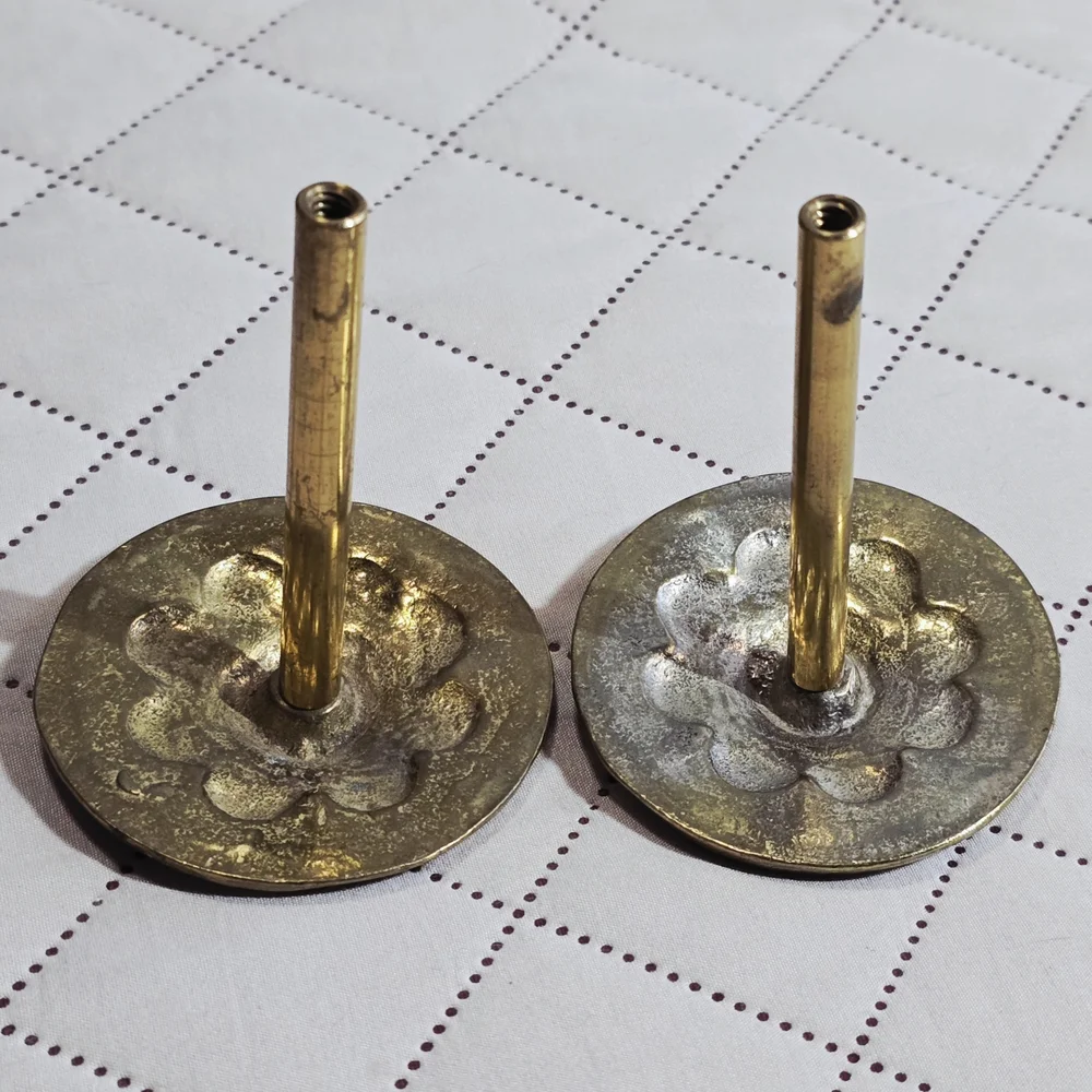 Vintage Brass Floral Rosette Curtain Tiebacks Pair 3.5